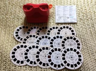 Viewmaster - Tyco Red 3d Viewer,  14 X Mixed Reels,  Reel List