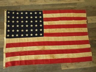 Vintage Defiance 48 - Star Usa Flag; 4x6ft. ,  100 Cotton,  Yellowing - Vg Cond.