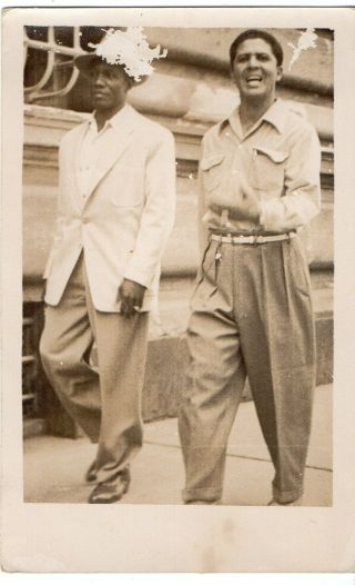 1940s Orig Baseball Photo Postcard Heberto Blanco & Pablo Garcia Negro League