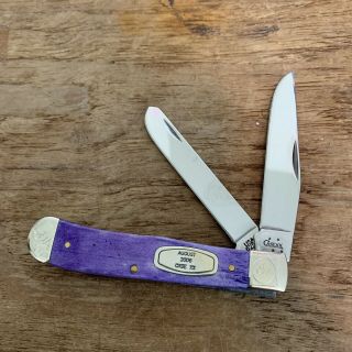 Case Xx Bone Trapper Pocket Knife Purple Handle August 2006 9th 6254 Limited