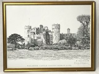 Malahide Castle County Dublin Art Print Signed Fergus A Ryan 1995 Framed 17 X 13
