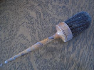 Vintage Large Roundcoarse Bristle Paint Brush Round Wood Handle No S119