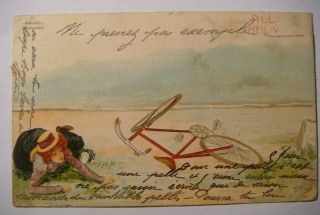 Raphael Kirchner.  All Heil V.  Girl Fell Off The Bike.  1902.