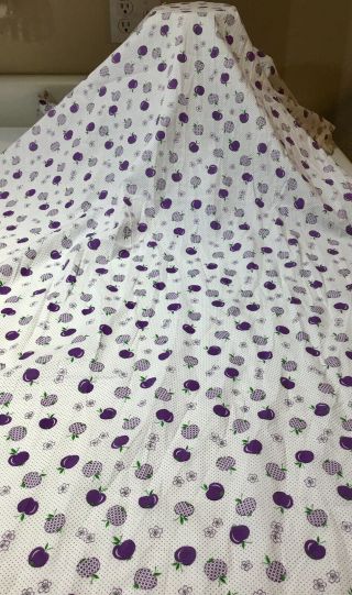 Vintage 1950’s Cotton Print Fabric.  Purple Plums 4.  25 Yards.  Very Cute 2
