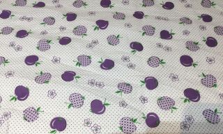 Vintage 1950’s Cotton Print Fabric.  Purple Plums 4.  25 Yards.  Very Cute 3