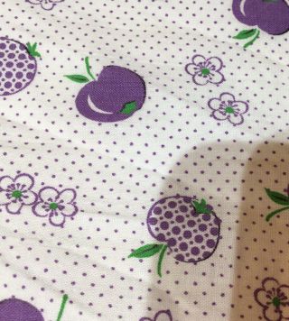 Vintage 1950’s Cotton Print Fabric.  Purple Plums 4.  25 Yards.  Very Cute 4