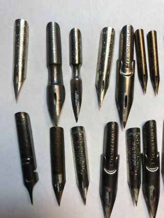 Vintage Blanzy - Poure Francis Pratt JR & Others Calligraphy Flex Dip Pen Nibs - 30 2