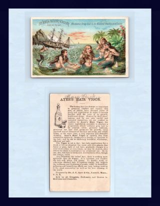 Massachusetts Lowell Mermaids Trade Card For Dr.  Ayer 