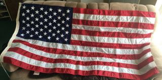 Us Navy Ensign American Flag 3’6”x 6’7” Nylon 50 Star With Brass Hook And Loop