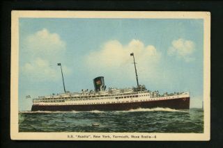 Ship Postcard Ocean Liner S.  S.  Acadia,  York Yarmouth Nova Scotia Canada