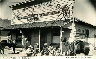 1940s Patagonia Arizona Wagon Wheel Bar Rppc Photo Postcard 5289