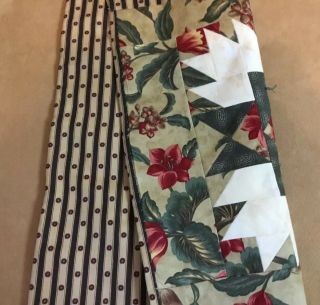 Patchwork Quilt Wall Hanging,  Triangle & Square Design,  Flower & Leaf Prints 2