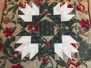 Patchwork Quilt Wall Hanging,  Triangle & Square Design,  Flower & Leaf Prints 3