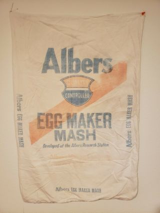 Vintage Albers Milling Co.  Egg Maker Mash 100 Lb Sack Seattle Portland La