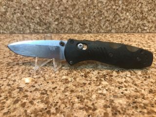 Benchmade Mini Barrage 585 Knife Plain Edge Drop - Point Satin Finish Black Handle