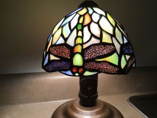 Vintage Small Stained Glass Lamp Shade Dragonfly
