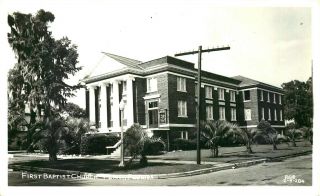 First Baptist Church,  Rppc,  Perry,  Florida,  Vintage Postcard