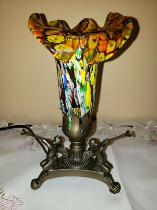 Millefiori Night Light Tulip Tiffany Style Lamp Shade Multi - Colored; 8.  5 " Tall