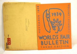Rare 1939 World ' s Fair Bulletin 2 November 1936 w/ env.  Pre - Fair NYWF 2