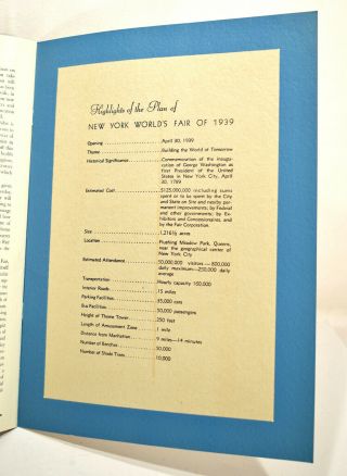 Rare 1939 World ' s Fair Bulletin 2 November 1936 w/ env.  Pre - Fair NYWF 6