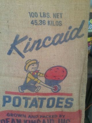 Vintage Dean Kincaid Palymra Wisconsin Burlap Potatoe Sack Bag 100 pounds Rare 3