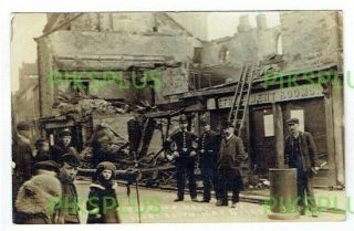 Social History Postcard Fire At Consett Old Town Hall Durham Real Photo 1906
