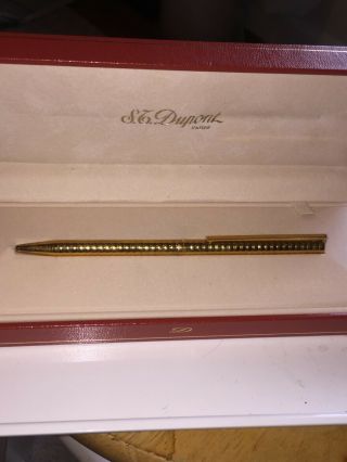 Vintage S.  T.  Dupont Gold Plated Ballpoint Pen And Case