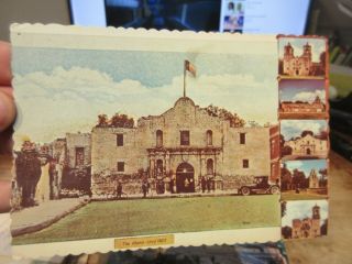 Vintage Old Texas Postcard San Antonio Alamo Mission San Juan Francisco Jose Art