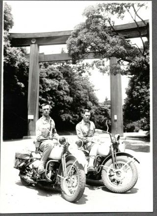 Vintage Photograph Jeep Ww11 W2 Military Police Mp Motorcycles Tokyo Japan Photo