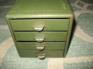 Vintage Metal Cabinet Small Parts Tool Chest 4 Drawers Machinist Mechanic Nuts D