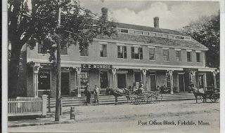 Fiskdale,  Ma - Post Office Block,  C E Monroe Store,  Buggies