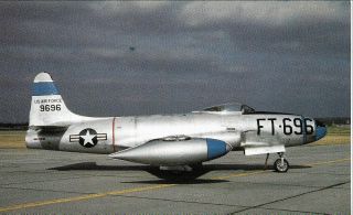 " The Lockheed F - 80c " Usaf Military Aircraft Airplane Postcard