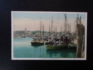 A Memory Of Old Nantucket,  Massachusetts Ma Boats Vintage Phostint Postcard