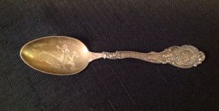 Sterling Silver Souvenir Spoon Cowboy Roping Fort Worth Texas