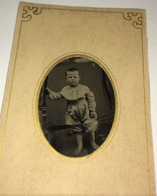 Rare Antique Southern Western Barefoot Boy,  Fort Worth,  Texas Tintype Photo Us