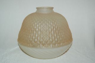 Vintage Antique Quilted & Swirled Glass Lamp Shade Globe 4 1/4 Fitter