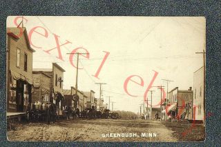 Greenbush Minnesota Street Scene - Circa 1912 Rppc Photo Grade 3