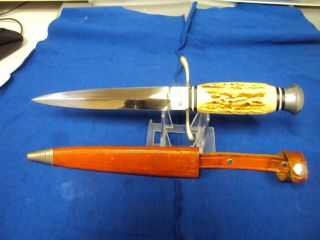 Vintage Carl Schlieper Knife Solingen Germany Rare Eye Brand German Dagger Stag