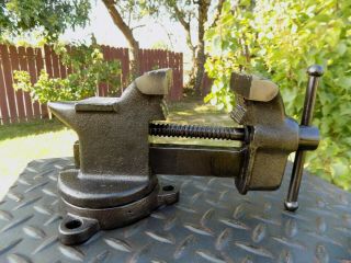 VINTAGE FULTON ANVIL SWIVEL VISE 3  JAW,  CAST IRON BENCH VICE WITH PIPE GRIPS 5