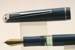Osmiroid No.  75 Dark Blue Piston Fill Fountain Pen With Chrome Trim