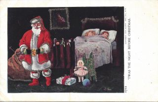 Santa Claus Children Bed Glitter Twas The Night Before Christmas Ullman Pub 1908