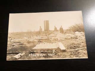 Azo Rppc Photo Postcard - - Kansas - - Zyba - - Tornado Damage 1915 Chas Frey Residence