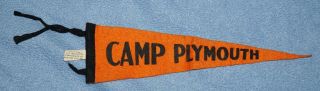 Vintage Boy Scout Camp Plymouth Orange Felt Pennant Vermont,  Coolridge Council