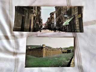 Spain Jaca 2 Old Photo Postcards - Ciudadela Calle Mayor High Street