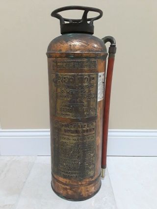 Vintage " Red Top” Brass & Copper Fire Extinguisher