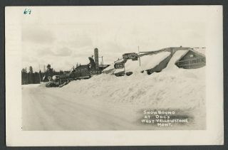 West Yellowstone Mt: Scarce C.  1940s Rppc Postcard Snowbound At Doc 