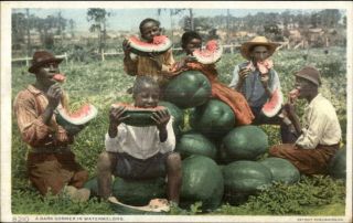 Black Americana Boys Eating Watermelon Detroit Publishing Great Color C1910 Pc