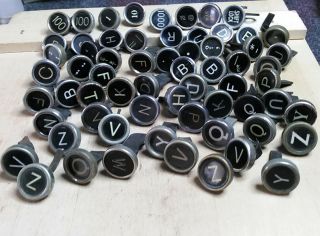 64 Bk Typewriter Keys - Letters,  Numbers (including 1 - 1000) - Symbols - Need Cleaning