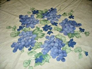 Vintage Tablecloth Purple Grapes 100 Cotton Round France
