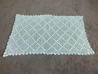 Handmade Crocheted Doily Table Linen White 22 X 14 "